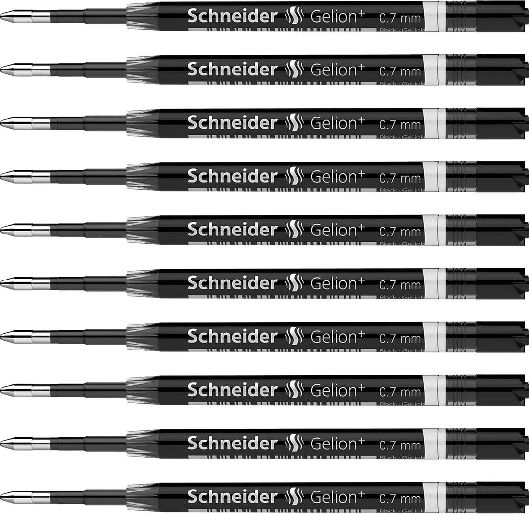 Schneider Gelion+ Gel Ink Cartridges, 0.7 mm, ISO Format G2, Black Ink, Box of 10 Refills (103901)