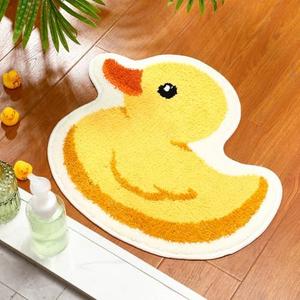 Duraaamo Cute Duck Bath Mat Ducky Bathroom Rugs Non Slip Washable Floor Rugs Soft Tufted Yellow Plush Doormat for Bathroom Bedroom Room Indoor Gift 25" x 22"