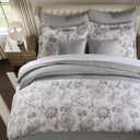 Levtex Home Cross Stitch Reversible King/Cal King Quilt Set (106x92in) and 2 Pillow Shams (36x20in) - Stitch Texture - Light Grey - Cotton King Size Quilt Bedding Set - Lightweight, Soft, Pre-Washed