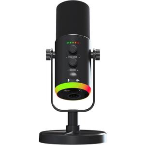 OMISTAR XLR/USB Dynamic RGB Microphone, PC Microphone with Noise Reduction, Volume Control, Mute Function, Metal Build, Easy-Mount Base for Gaming, Recording, Streaming