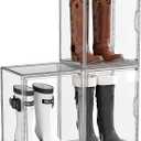 Boot Storage Organizer Tall Boots Boxes 3 Pack Clear Plastic Stackable Boot Organizers and Storage, Shoe Organizer Box, Shoe Bin Container, Acrylic Display Case for Entryway, Closet