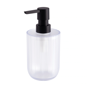 Soap Dispenser with Pump, 11 fl oz Clear Hand Soap Dispensers for Bathroom, Ribbed Style Dish Soap Dispenser for Kitchen, Modern Refillable Liquid Soap Pump Bottle