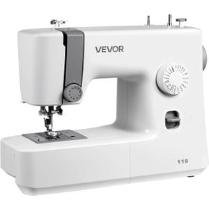 VEVOR Sewing Machine, 18 Stitch Applications, with LED Light and Foot Pedal, Simple Dial Control, Interior Metal Frame, Lightweight and Portable Beginner Sewing Machine for Adults Crafts and Mending