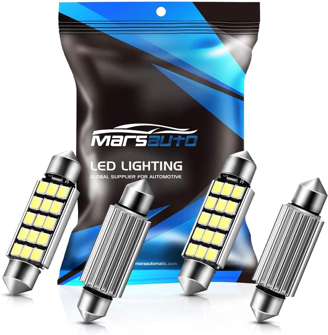 Marsauto 578 LED Bulbs Extremely Bright 400LM 2835 Chipsets for LED Interior Dome Map Door Lights Bulbs 211-2 212-2 569 6411 6451 41mm 42mm 1.65inch 6500K White RV Exterior Lighting (Pack of 4)