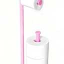CISILY Pink Toilet Paper Holder Stand with Phone Shelf, Bathroom Toliet Decor Decoration. Tissue Paper Roll Holder Free Standing Storage Decor Accessories