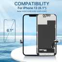 EXW iPhone 13 Screen Replacement 6.1" Full HD LCD Display Digitizer, Quality Touch Screen with Repair Tools, Waterproof Seal & Protector Compatible with A2633 A2482 A2631 A2634 A2635