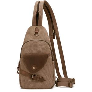 Canvas Sling Bag Crossbody Backpack Shoulder Casual Rucksack for Men Women,Brown