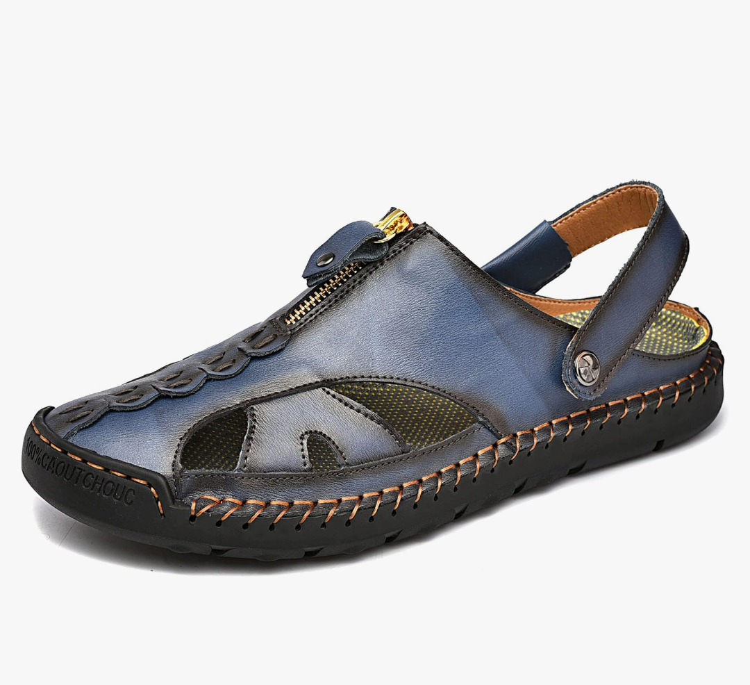Mens Sandals Leather Closed Toe Outdoor Summer Anti-Slip Beach Sandals
size 46