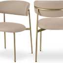 Meridian Furniture 759Taupe-C Lupita Collection Modern | Contemporary Dining Chair with Soft Taupe Vegan Leather, Brushed Gold Metal Frame, 21.5" W x 23" D x 31.5" H, Taupe, Set of 2