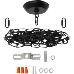 Eumyviv 10 Feet Heavy Duty Black Chain with 5" Light Canopy Kit for Chandelier, Swag Light Kit Light Fixture Mounting Bracket for Hanging Light