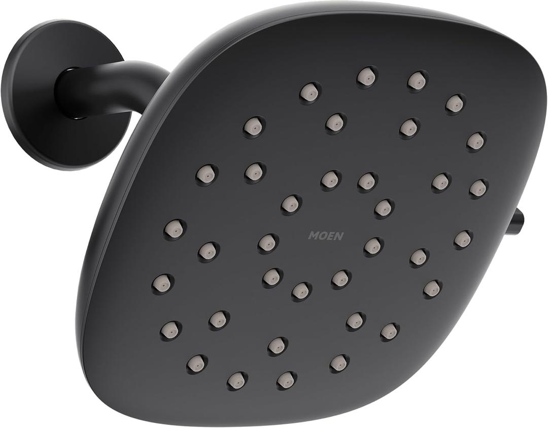 Moen Verso Infiniti Dial Square Rain Shower Head, 7-Inch Diameter Spray Head, Matte Black, 220R5BL