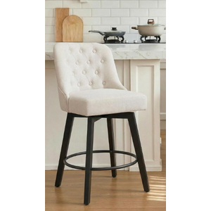 KISLOT Counter Height Swivel Barstools with Back,26" H Seat Height Upholstered Bar Stools for Kitchen Island,,Beige Fabric