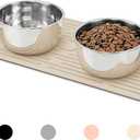 Ptlom Pet Placemat for Dog and Cat, Anti-Slip Waterproof Dogs Feeding Mat Prevent Food and Water Overflow, Bowl Mats Suitable for Medium and Small Pets, Beige, Silicone (18.3"L x 7.9"W)