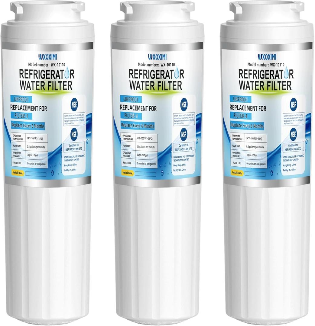 EDR4RXD1 UKF8001 Water Filter 4 Replacement for Everydrop Filter 4,Whirlpool WRF555SDFZ WRF535SWHZ WRX735SDHZ WRF535SWHV WRF555SDHV WRX735SDBM WRMF3636RZ,Maytag MFI2269VEM MFI2569YEM0 by WXOXIMI