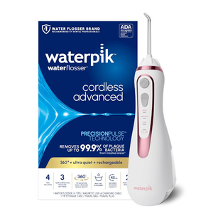 Waterpik Cordless Advanced 2.0 Water Flosser For Teeth, Gums, Braces, Dental Care With Travel Bag and 4 Tips, ADA Accepted, Rechargeable, Portable, and Waterproof, Rose Gold WP589