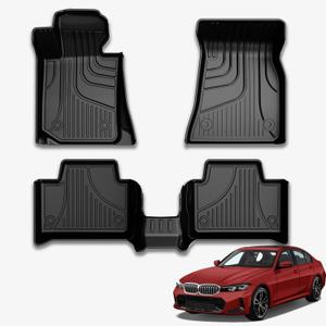 Floor Mats Compatible with 2019-2024 2025 BMW 3 Series (Only Sedan) 330i 330e M3 M340i TPE All Weather Custom Fit Floor Liner for 3 Series 1st & 2nd Row Car Mats Black