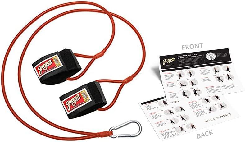 Jaeger J-Bands Resistance Bands for Pitchers. Baseball & Softball Pitching Trainer and Arm Trainer. Pitching Bands for Throwing. Training Equipment with Laminated Instruction Sheet (Regular - (Ages 13 & Above), Red)
