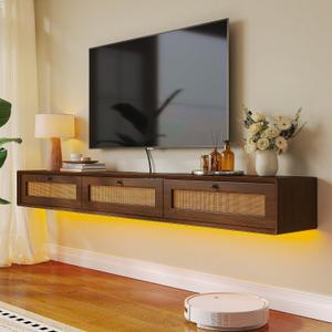 FurniNova Fully Assembled Floating TV Stand with Rattan Doors,47IN,Walnut
Fully Assembled plywood wall mounted media console enterrtainment center for 55 inch tv