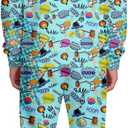 Kids Two-Piece Classic Zippered Sports Jacket Set Sweatpants Jogging Teenager Sportswear Set (Blue)