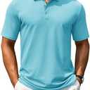 Cotrasen Men's Polo Shirts Short Sleeve Cotton Pique 3 Buttons Golf Shirts Classic Fit Casual Performance T-Shirt size L