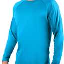 Kanu Surf Men's Rash Guard Long Sleeve Swim Shirts for Men SPF UPF 50 Sun Protection Fishing and Running Shirt (Large, Royal)