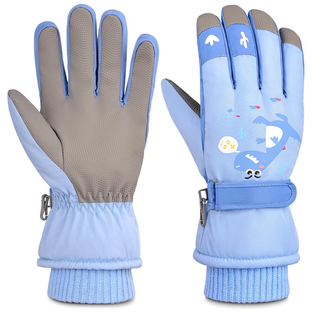 Gilotop Children Ski Gloves Kids Waterproof Winter Outdoor Snowboard Warm Gloves for Boys Girls