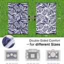 OLANLY Waterproof Outdoor Rug 8x10 ft, Reversible Outdoor Plastic Straw Rug with Leaf Pattern, RV Mat, Indoor Outdoor Carpet for Patio, Camping, Balcony, Deck, Backyard, Navy & White