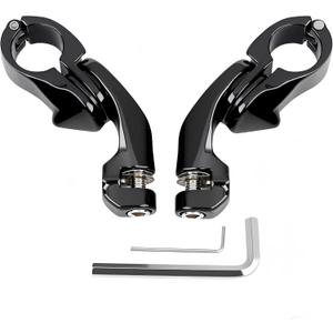 1-1/4" 32mm 1.25" Short Angled Adjustable Highway Peg Mount Kit Compatible with Harley Road King/Street Glide/Fat Boy/Iron 883 (Black#Clamps)