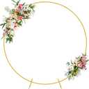 Wokceer Round Backdrop Stand 7.2FT Circle Balloon Arch Frame Circle Backdrop Stand Gold Round Arch for Wedding Birthday Party Bridal Shower Anniversary Event Ceremony Decoration (7.2 ft)