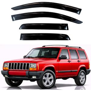 KPY Rain Guards Fit for 1984-2001 Jeep Cherokee 4-Door, Out-Channel Window Visors Vent Wind Deflectors 4PC, Car Accessories for 84-01 Cherokee 4-Door (Excludes Limited Model)