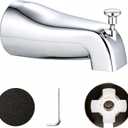 Slip on Tub Spout with Diverter, Metal Bathtub Faucet Chrome, Bathroom Push On Tub Spigot, Fits 1/2" Copper Pipe(5/8" OD), Sandpaper and Hex Wrench Included