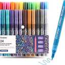 Grabie Glitter Metallic Markers, Extra-Fine Tip Glitter Acrylic Paint Markers, Quick-Drying Water-based Ink Glitter Pens for Adults, DIY Crafts Making (Extra Fine Tip 24 Colors, Pack of 24)