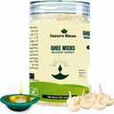 Pure Cow Ghee Lamp (Pack of 100 Pcs) Readymade Ghee Cotton Wicks | Arti Diya for Pooja | Ghee Wicks Batti | Easy Ghee Diya Wicks|Ghee Candles Cow Ghee Wicks |Ghee Jyoti Batti