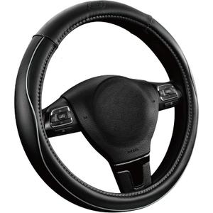 Skechers Memory Foam Steering Wheel Cover,Piping Microfiber Leather Steering Wheel Cover Sporty Universal Fit 14" 1/2-15" Car Wheel Protector for Men Women Fit Suvs,Vans,Sedans,Car,Trucks,Gray