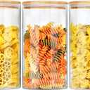 Glass Jars with Bamboo Lids (40oz in 3 Pack), Glass Food Jars and Canisters Sets, Pantry Food Storage Jars with Airtight Lids, Large Glass Canisters with lids