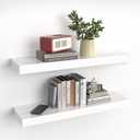 Floating Shelves, Natural Wood Wall Shelf, White Wooden Rustic Decor for Bathroom Kitchen Bedroom, 22.5 inches Hanging Mounted Invisible Bracket, 2 Set