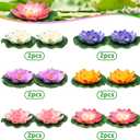 12pcs Floating Foam Lotus Flowers with Lily Pads, Artificial Pond Plants Ornaments for Pool Aquarium Water Decoration, Colorful