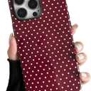 ZTOFERA Magnetic Case for iPhone 16 Pro Max, Polka Dot Phone Case Cute for Girl Women, Compatible with Magsafe, Hard PC+Soft TPU Protective Phone Cover for iPhone 16 Pro Max - Wine Red