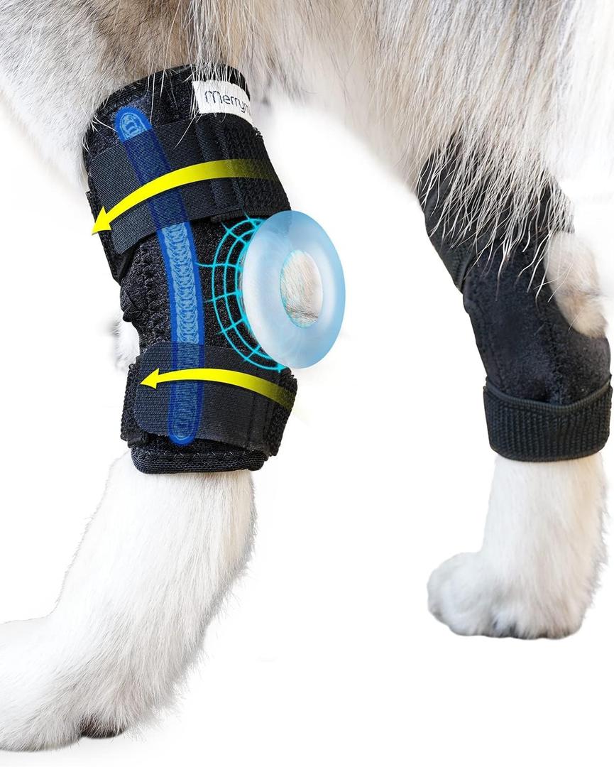 Dog Leg Brace for Rear Hock & Ankle, Canine Hind Leg Joint Compression Wrap for Torn ACL & CCL, Injury and Sprain Protection, Wound Care and Loss of Stability 1 Pair, Size: Large (black)