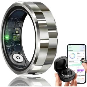 Smart Ring for Men Women, Sleep Tracking Wearable, Heart Rate, Fitness Tracker, Step Blood Oxygen Blood Pressure Tracker,Calorie Tracking, Shake to Take Photos (Sliver, #11)
