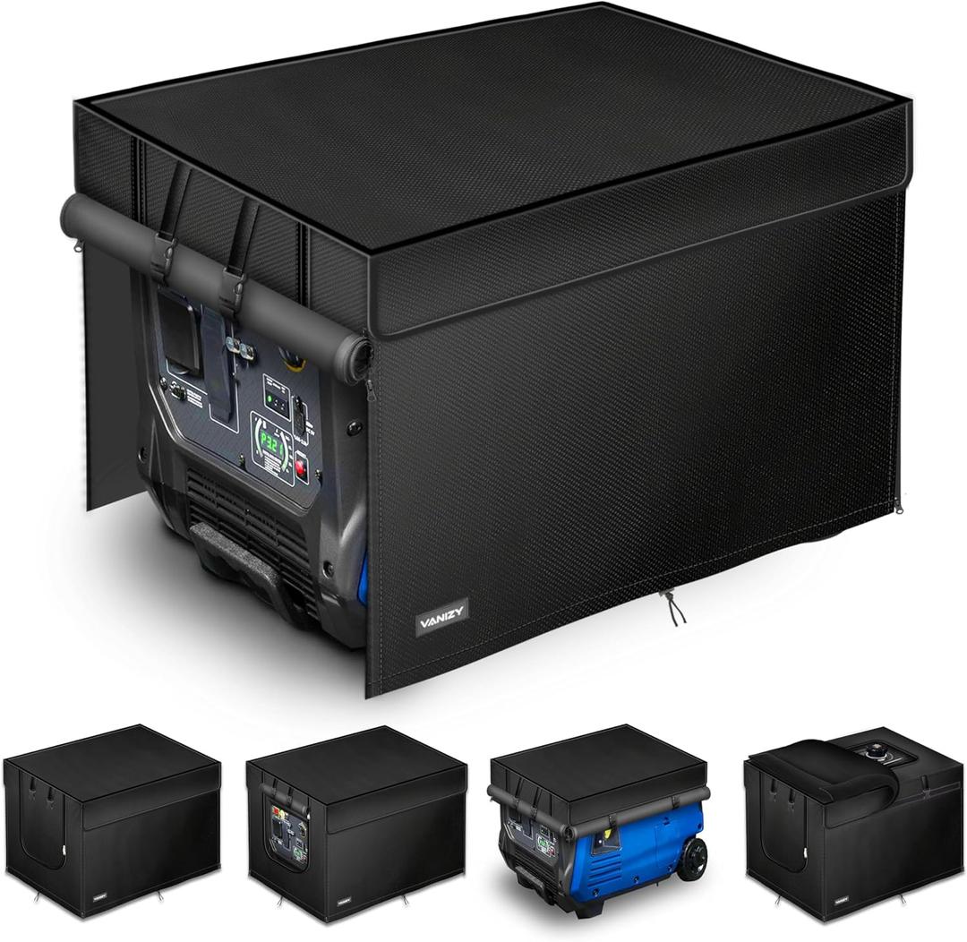 VANIZY Generator Cover, Made of 600D Waterproof Oxford Fabric, Opened for Refueling, 24"Lx19"Wx21"H, Generator Running Cover with Visual Operating Window, Black