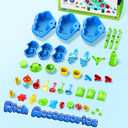 Kids Flower Water Sand Table for Toddlers - 2-Tier Outdoor Water Sand Play Table Toys for Boys Girls, Summer Splash Activity Sensory Table Party Birthday Gift for Kids 3-5 6-12(Blue)