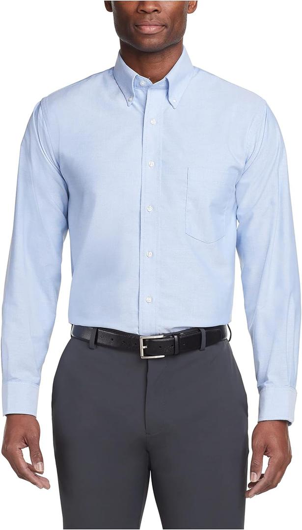 Van Heusen Men's Regular Fit Oxford Solid Buttondown Collar Dress Shirt, 17.5"-18" Neck 34"-35" Sleeve