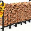 Amagabeli 8ft Firewood Log Rack Outdoor Heavy Duty Logs Holder for Fireplace Indoor Outdoor Adjustable Wood Racks for Fire Wood Holder Metal Pile Stand Storage Stacker Organizer Black