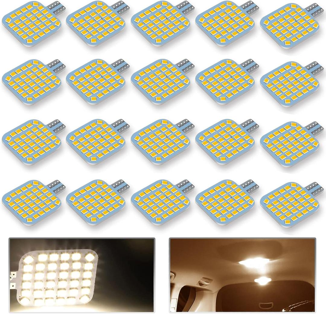 20PCS T10 921 922 912 194 RV Interior LED Light Bulbs, Super Bright LED Bulbs Replacement Lighting 36-SMD 2835 3200K Warm White for 12V RV Camper Trailer Motorhome Boat Dome Car Marine Indoor Light