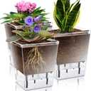 Self Watering Pots Set, 3 Pack 5 Inch for Indoor Plants, Clear Nursery Planter With Deep Reservoir for Spider Plant, Orchid, African Violet