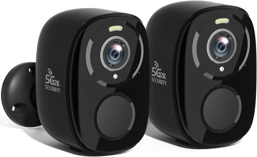 Rraycom 2Pack 5G/2.4G WiFi Security Cameras Wireless Outdoor, 2K Battery Powered Cameras for Home Security with AI Motion Detection, Color Night Vision, Siren, 2-Way-Audio, Works/Alexa,Waterproof (Black)