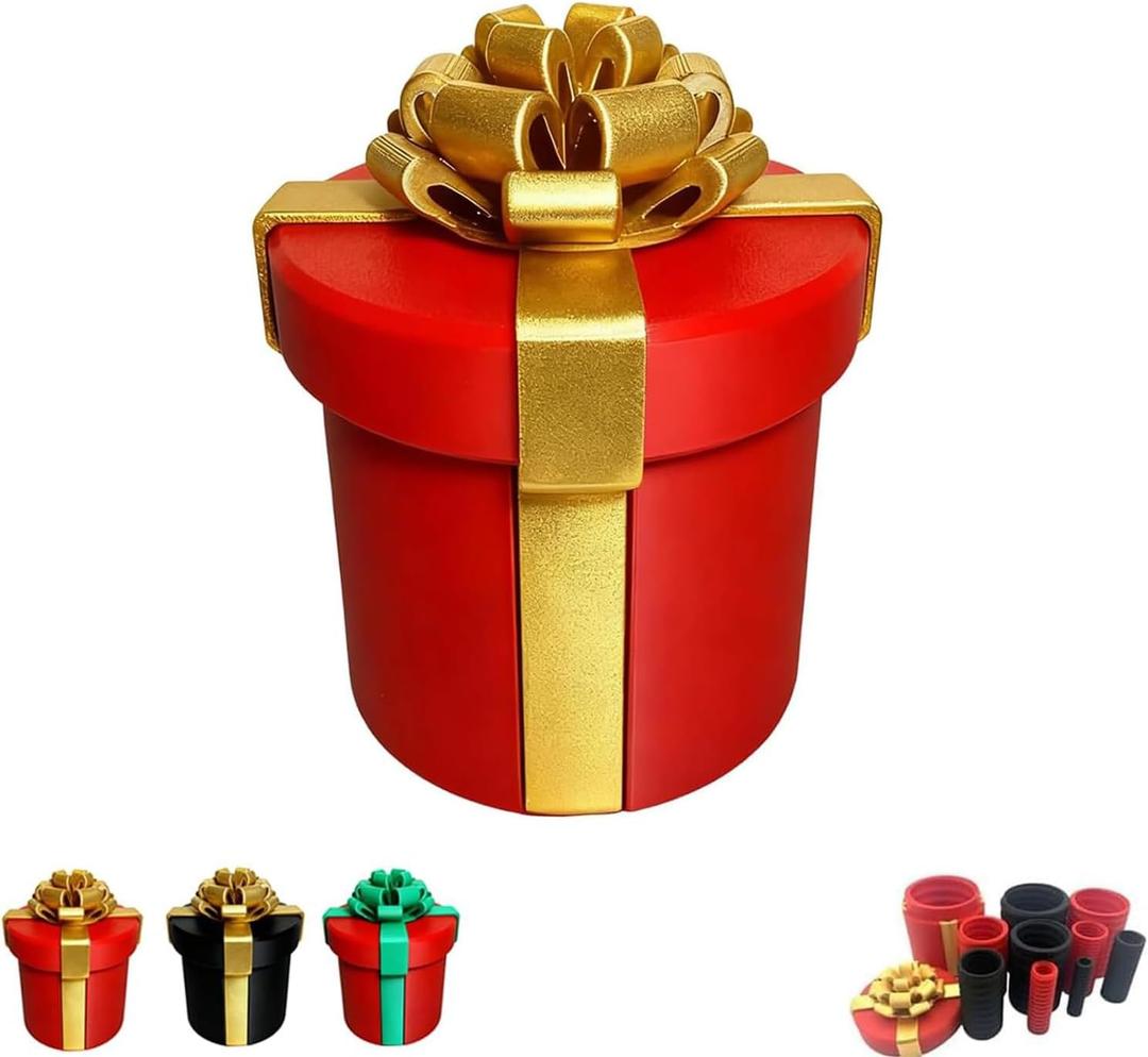 Annoying Nested Screw Gift Box, Annoying Gift Box, 10 Layer Reusable Prank Gifts Boxes for Cash and Small Surprises,Funny Money Puzzle Cash Gift The Prank, Christmas & Fun Party(Red Gold)