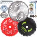 9" x 36 Teeth Carbide Tipped Blades 9" x 20T Chainsaw Tooth Cutter,10" x 80T Brush Cutter Trimmer Blades with Universal Adapter Kit, Premium Stainless Steel Trimmer Head Compatible with Cutter, Trimmer