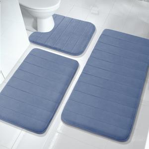 Yimobra Juego de tapetes de bao de espuma viscoelstica, 3 piezas, 44.1 x 24 + 31.5 x 19.8 pulgadas y en forma de U para alfombras de bao, tapetes de inodoro, antideslizantes, suaves y cmodos,